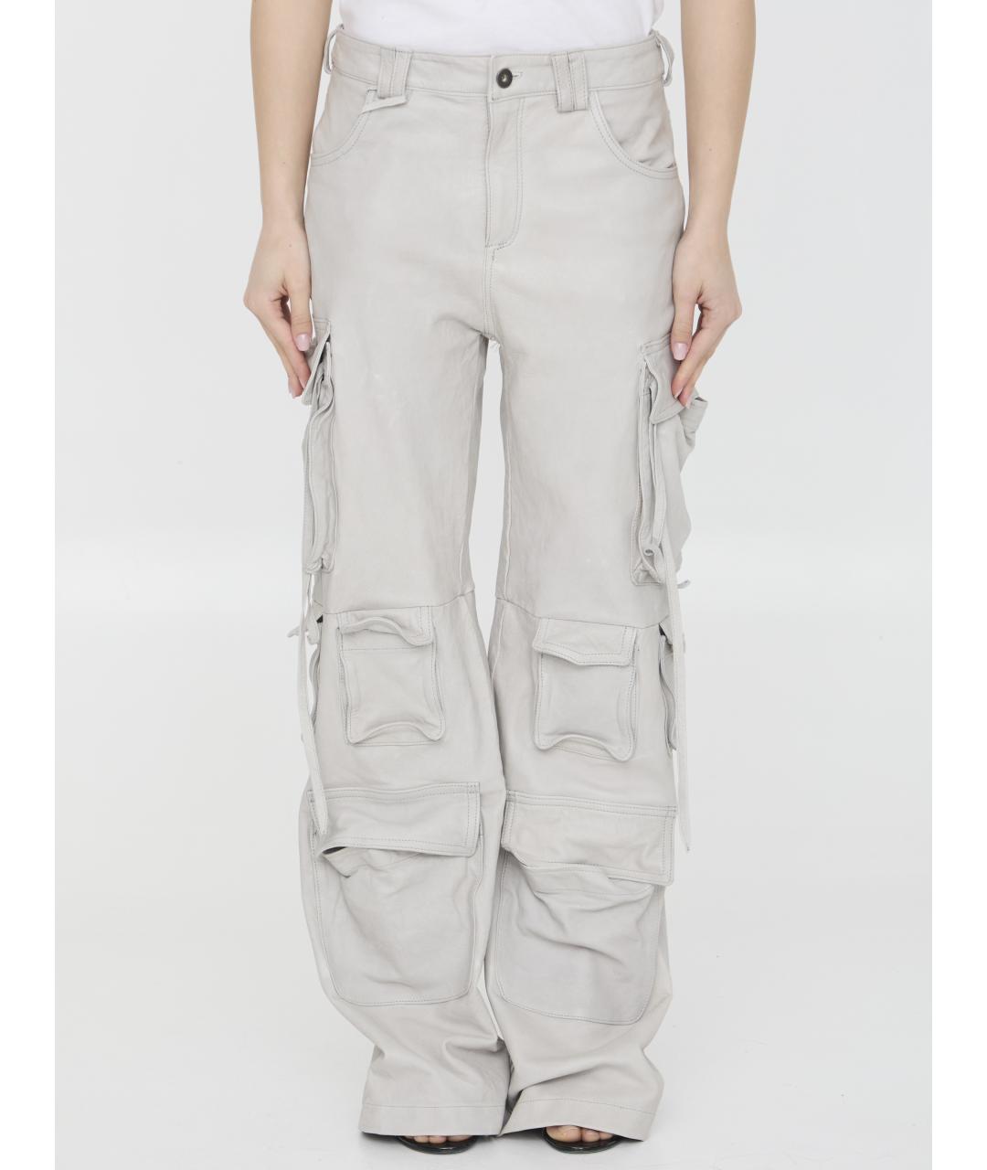 SALVATORE SANTORO Белые кожаные прямые брюки, фото 2