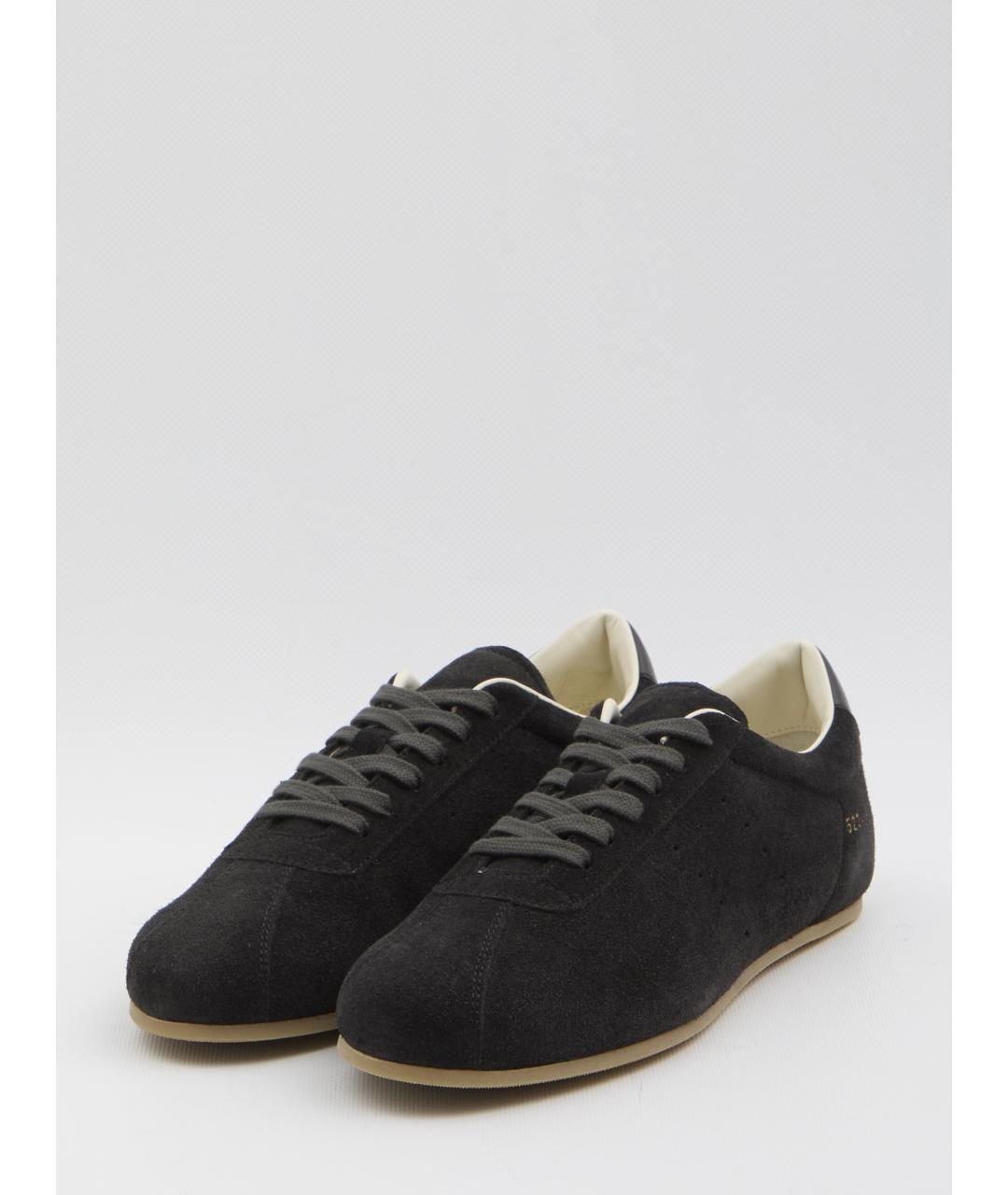 COMMON PROJECTS Черные замшевые низкие кроссовки / кеды, фото 2