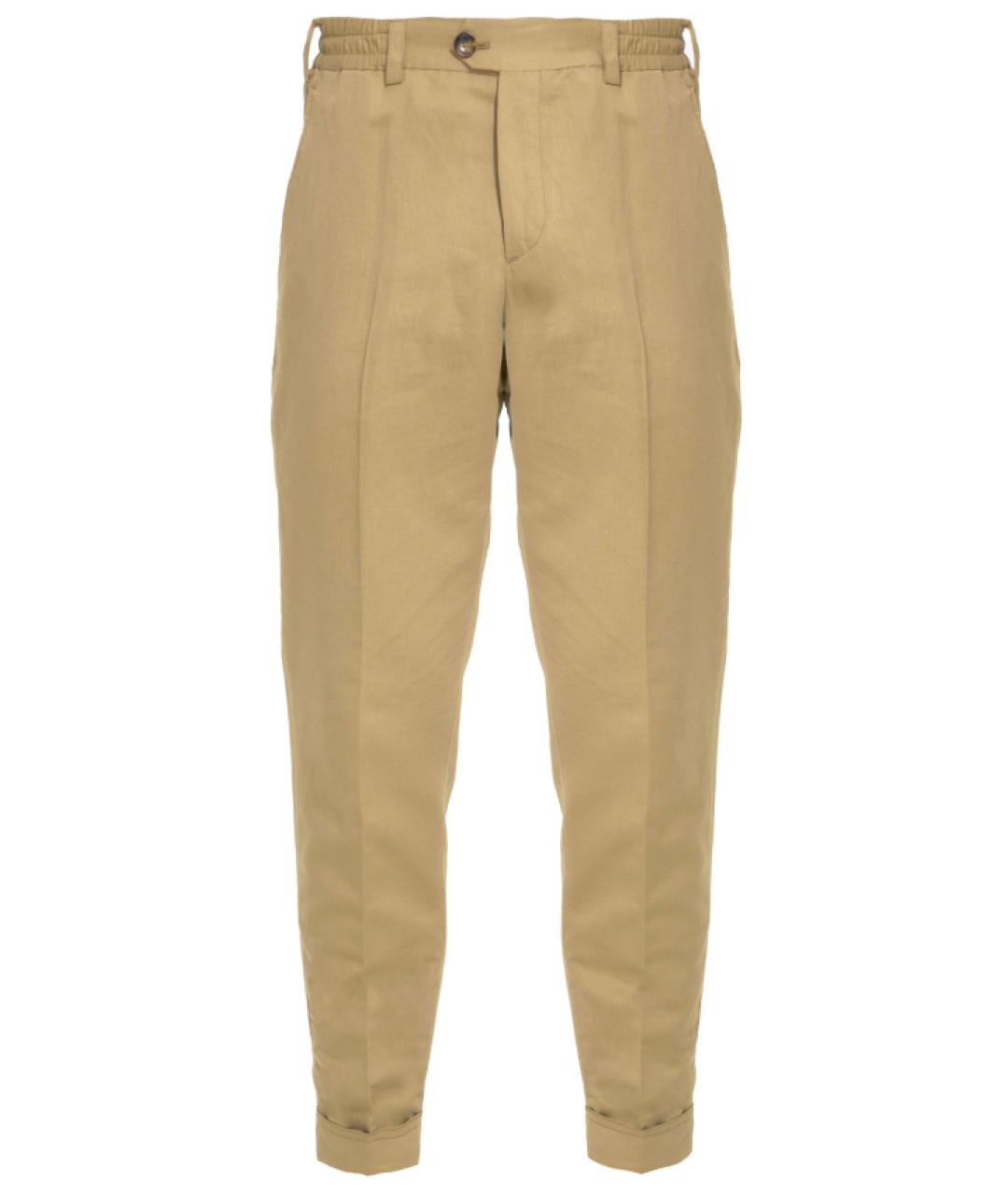 PT TORINO Бежевые хлопковые повседневные брюки, фото 1
