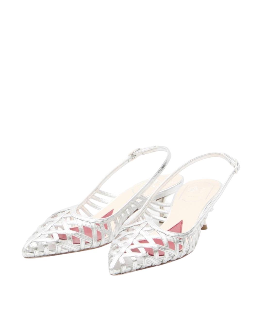 ROGER VIVIER Серебряные кожаные туфли, фото 2