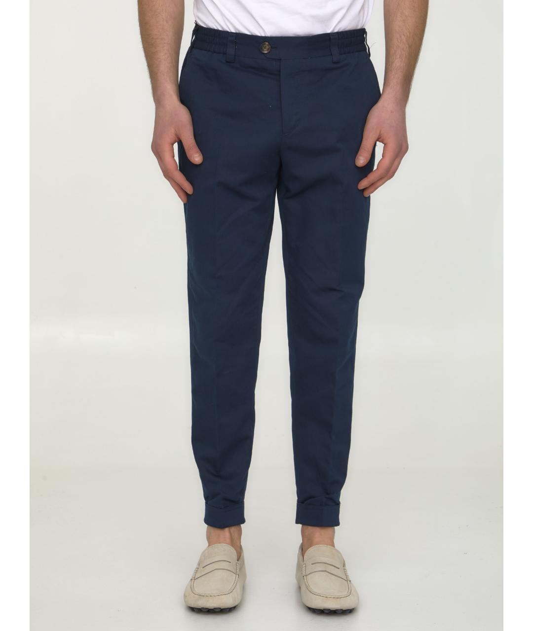 PT TORINO Синие хлопковые повседневные брюки, фото 2