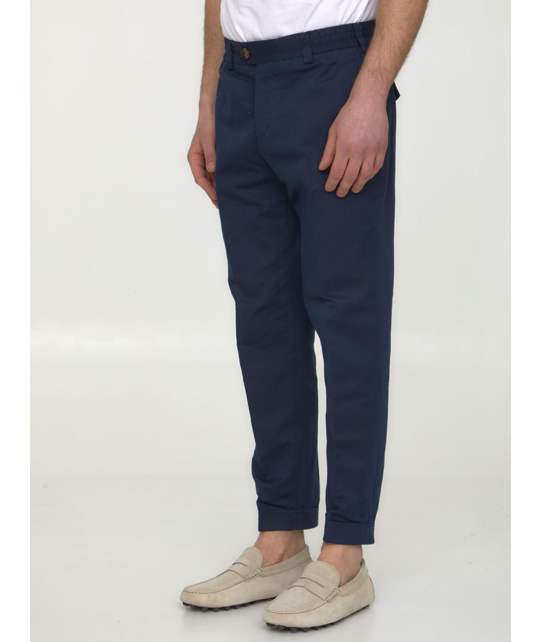 PT TORINO Синие хлопковые повседневные брюки, фото 3