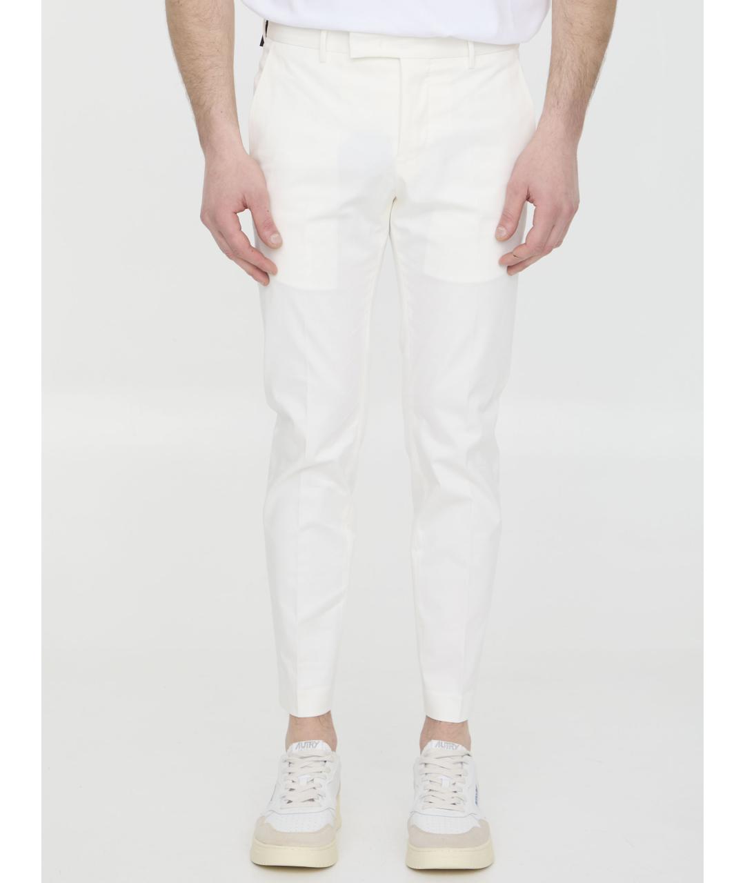 PT TORINO Белые хлопковые повседневные брюки, фото 2