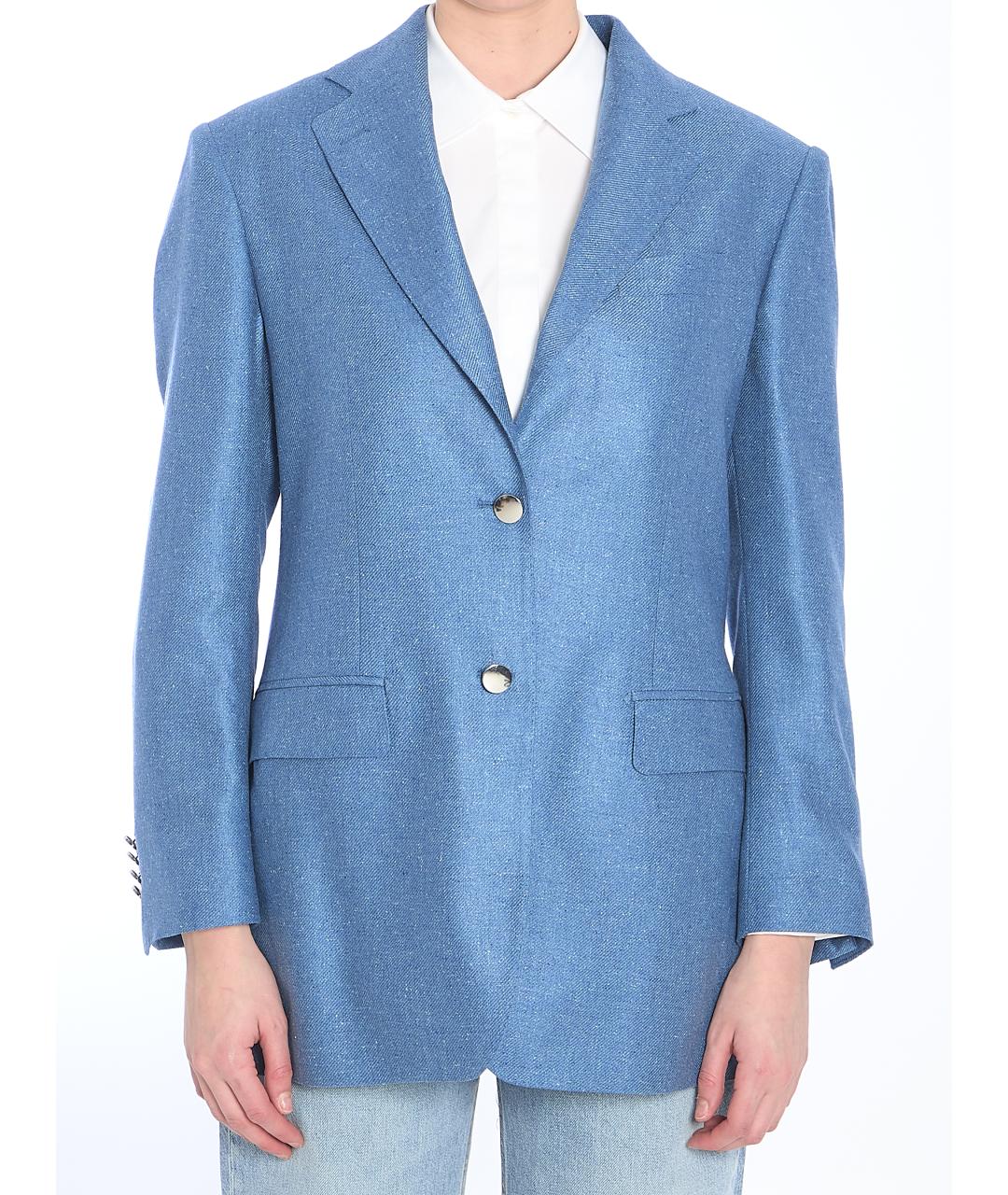 TAGLIATORE Голубой вискозный жакет/пиджак, фото 5