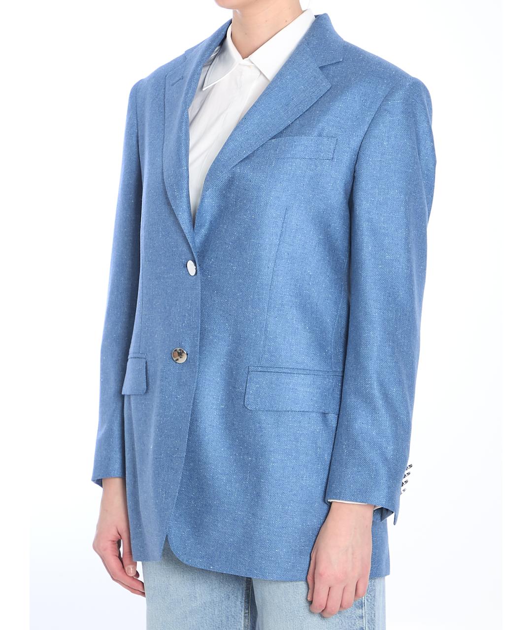 TAGLIATORE Голубой вискозный жакет/пиджак, фото 2