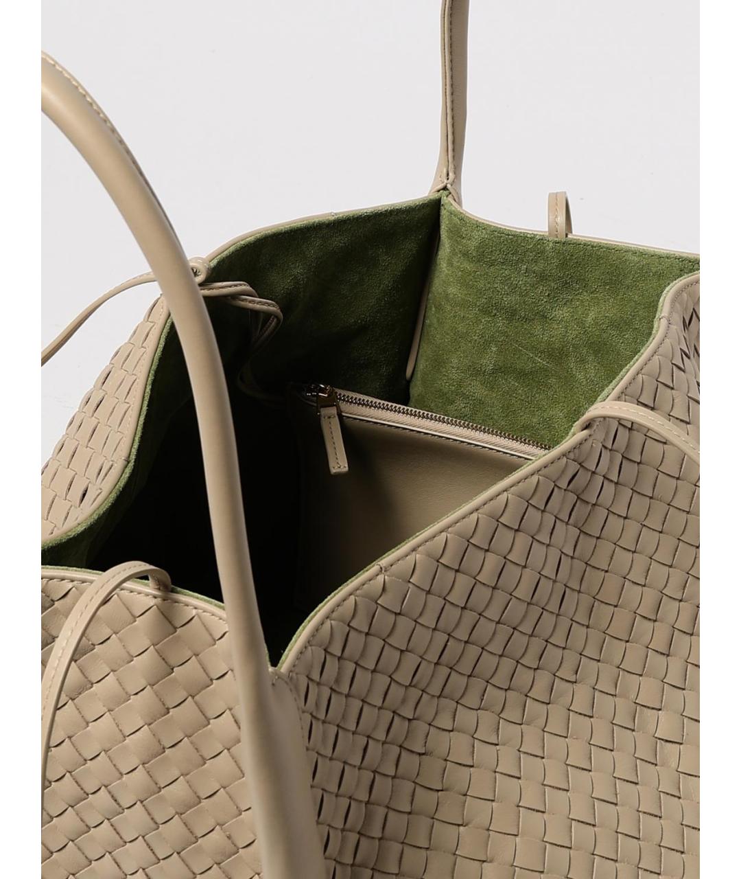 BOTTEGA VENETA Бежевая кожаная сумка тоут, фото 5