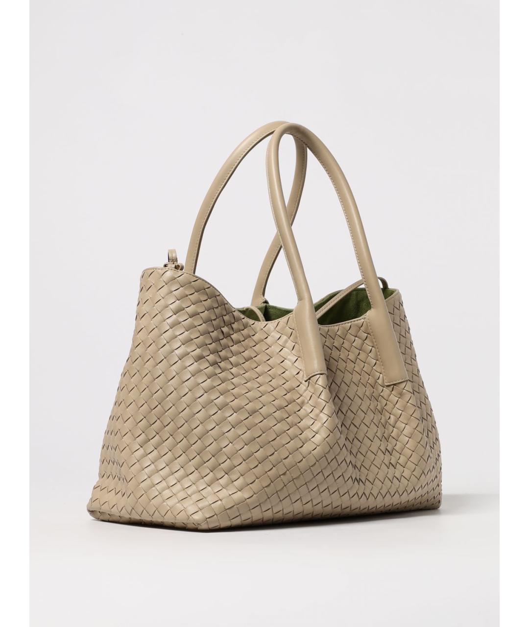 BOTTEGA VENETA Бежевая кожаная сумка тоут, фото 3