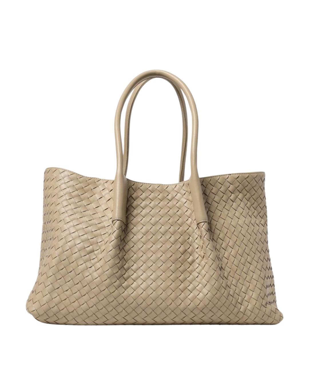 BOTTEGA VENETA Бежевая кожаная сумка тоут, фото 1