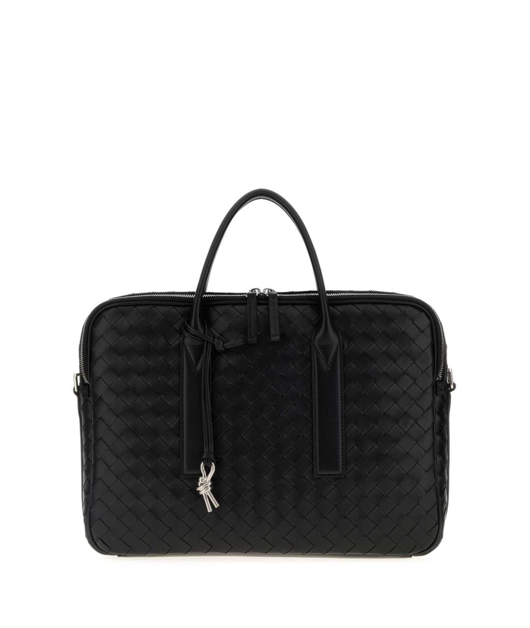 BOTTEGA VENETA Черный кожаный портфель, фото 1