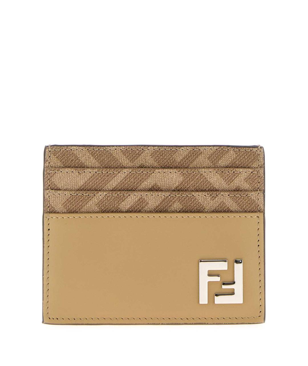 FENDI Бежевый кожаный кардхолдер, фото 1