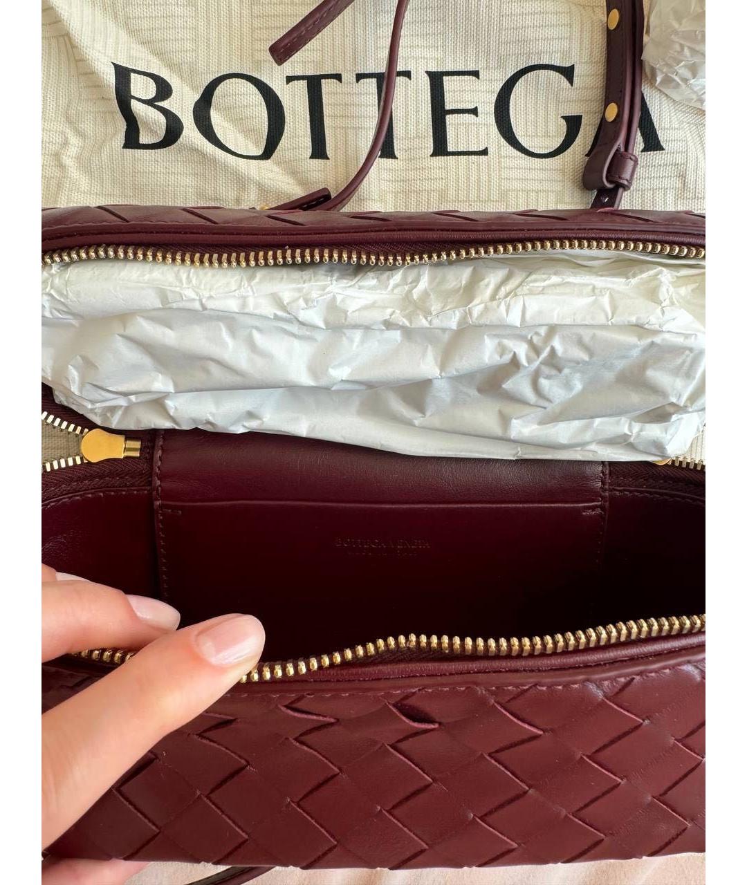 BOTTEGA VENETA Бордовая кожаная сумка через плечо, фото 6
