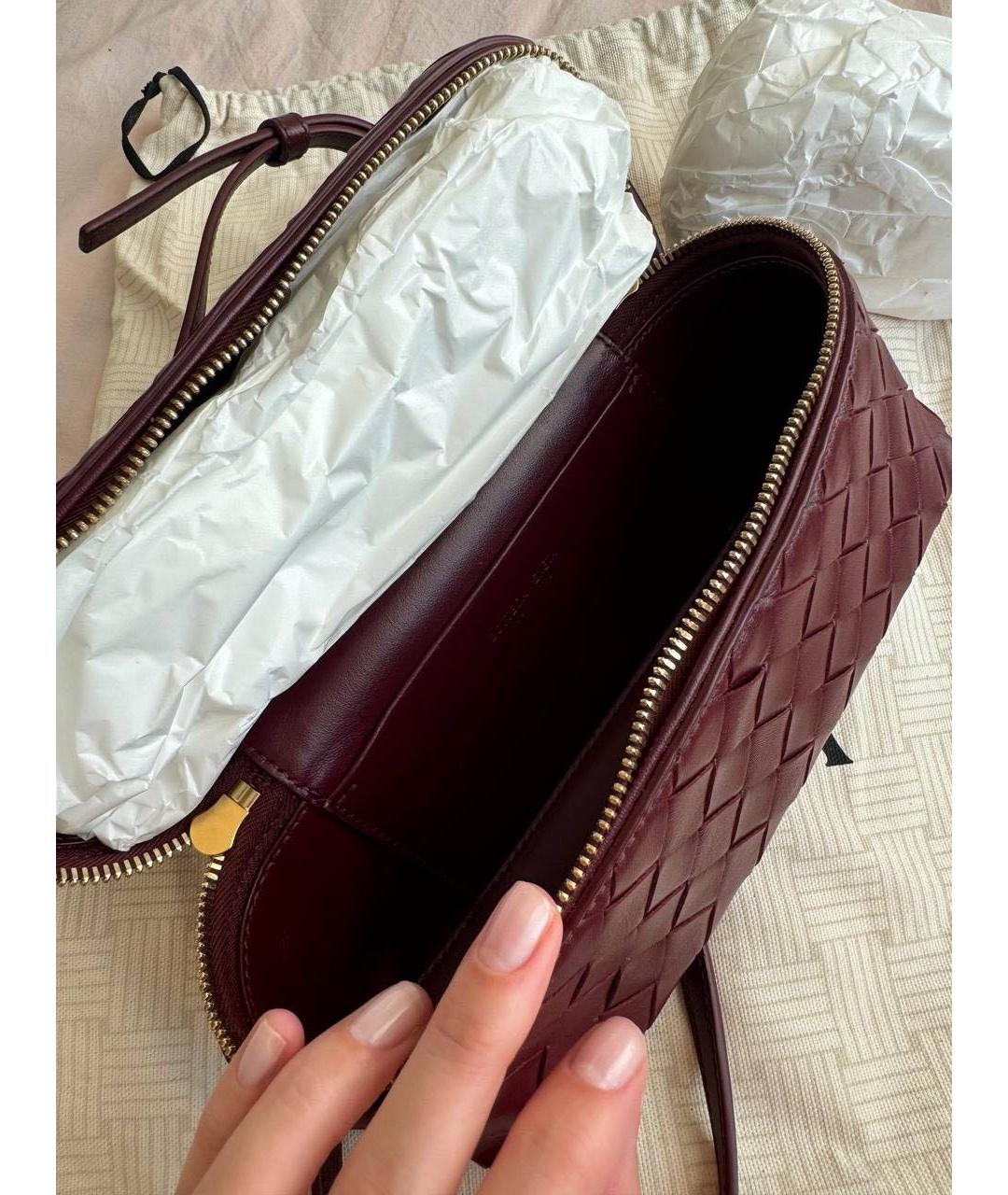 BOTTEGA VENETA Бордовая кожаная сумка через плечо, фото 4