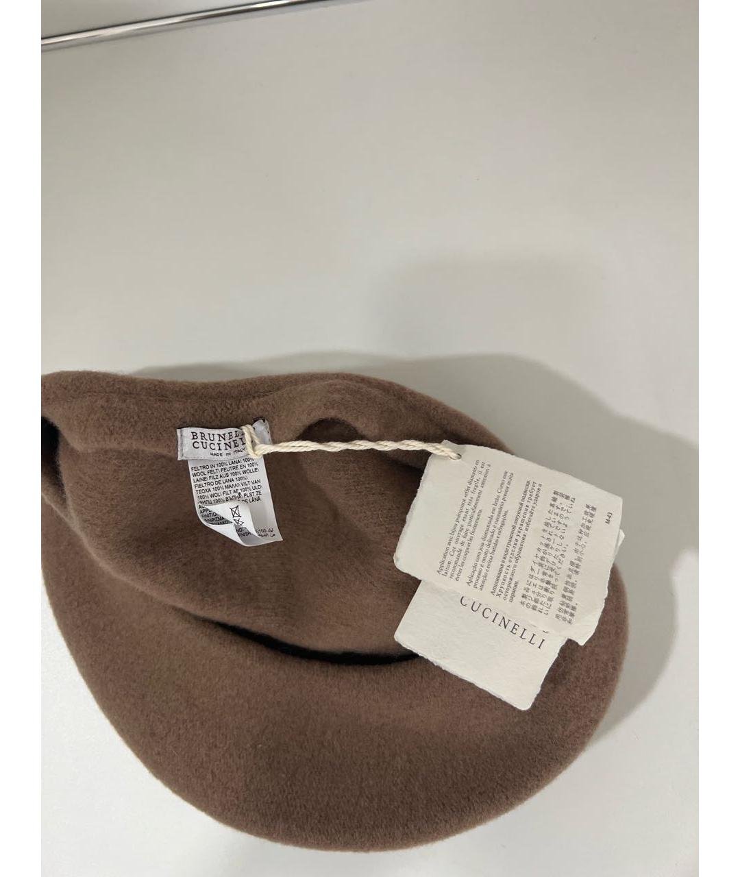 BRUNELLO CUCINELLI Коричневая шерстяная шапка, фото 3