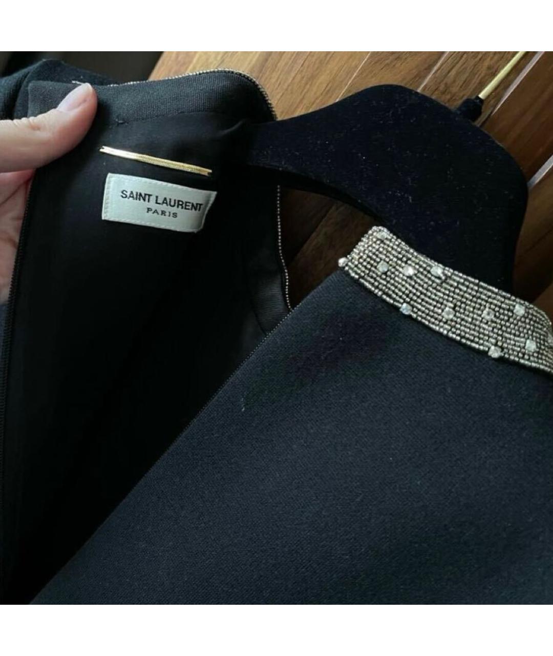 SAINT LAURENT Черное шерстяное коктейльное платье, фото 4