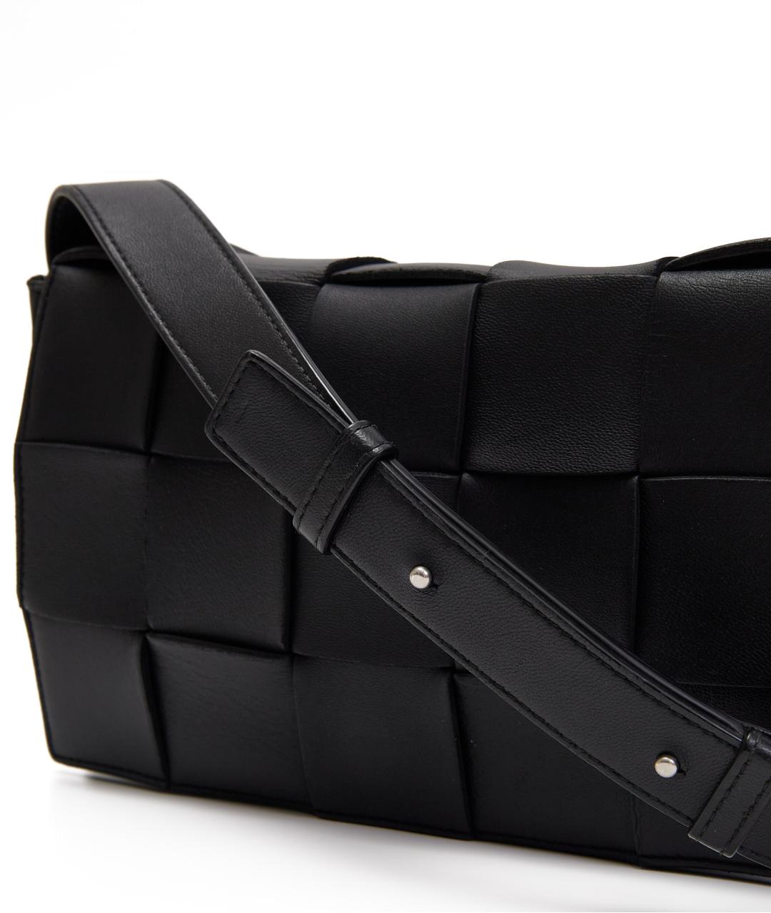 BOTTEGA VENETA Черная кожаная сумка на плечо, фото 4