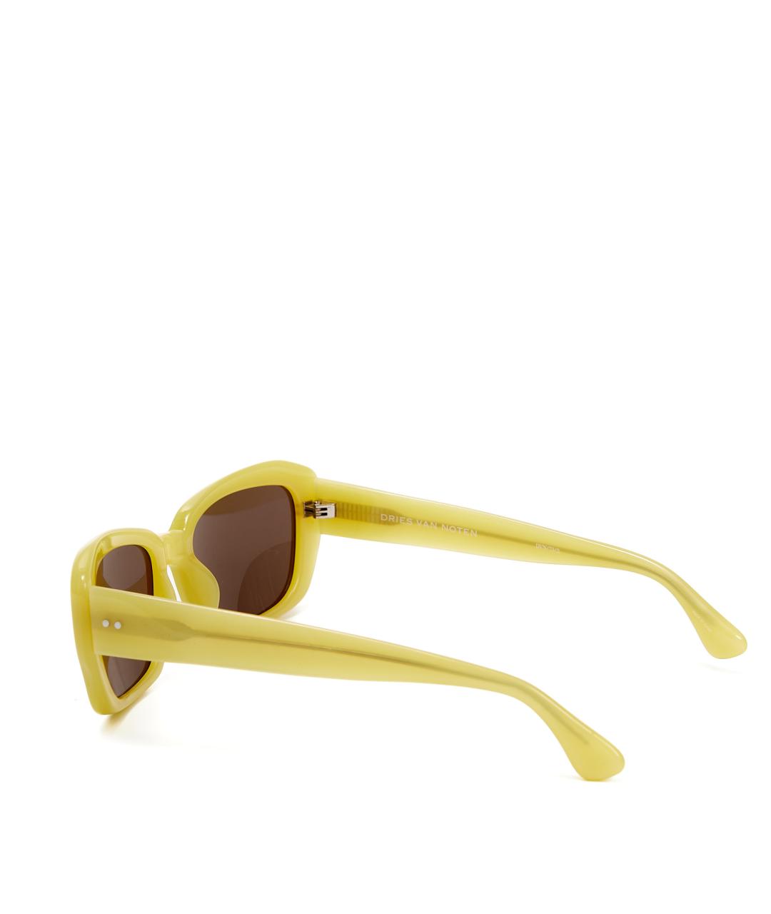 DRIES VAN NOTEN Желтые пластиковые солнцезащитные очки, фото 3