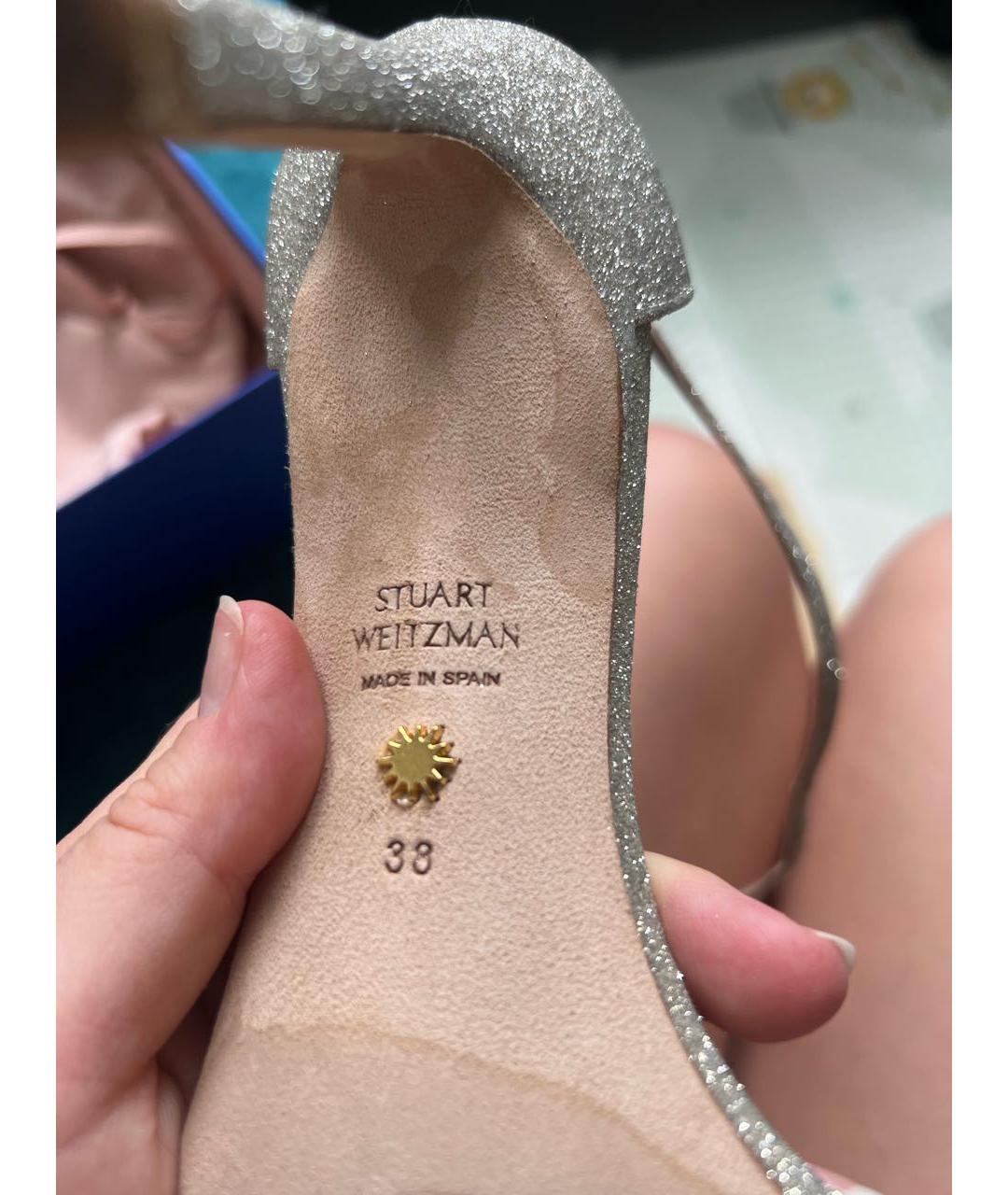 STUART WEITZMAN Серебряные босоножки, фото 8