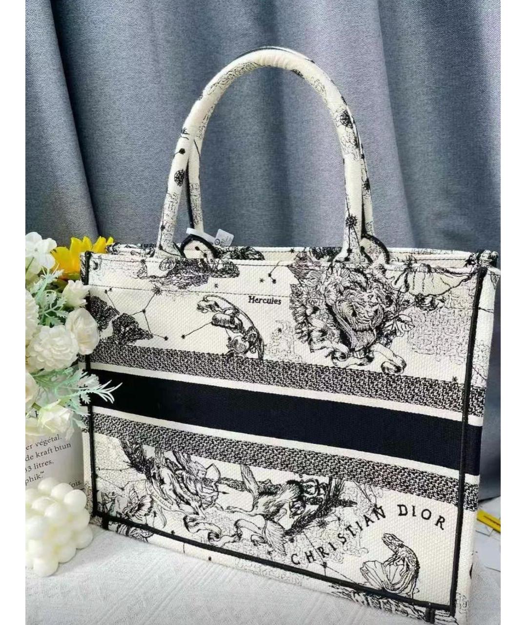 CHRISTIAN DIOR Белая тканевая сумка тоут, фото 3