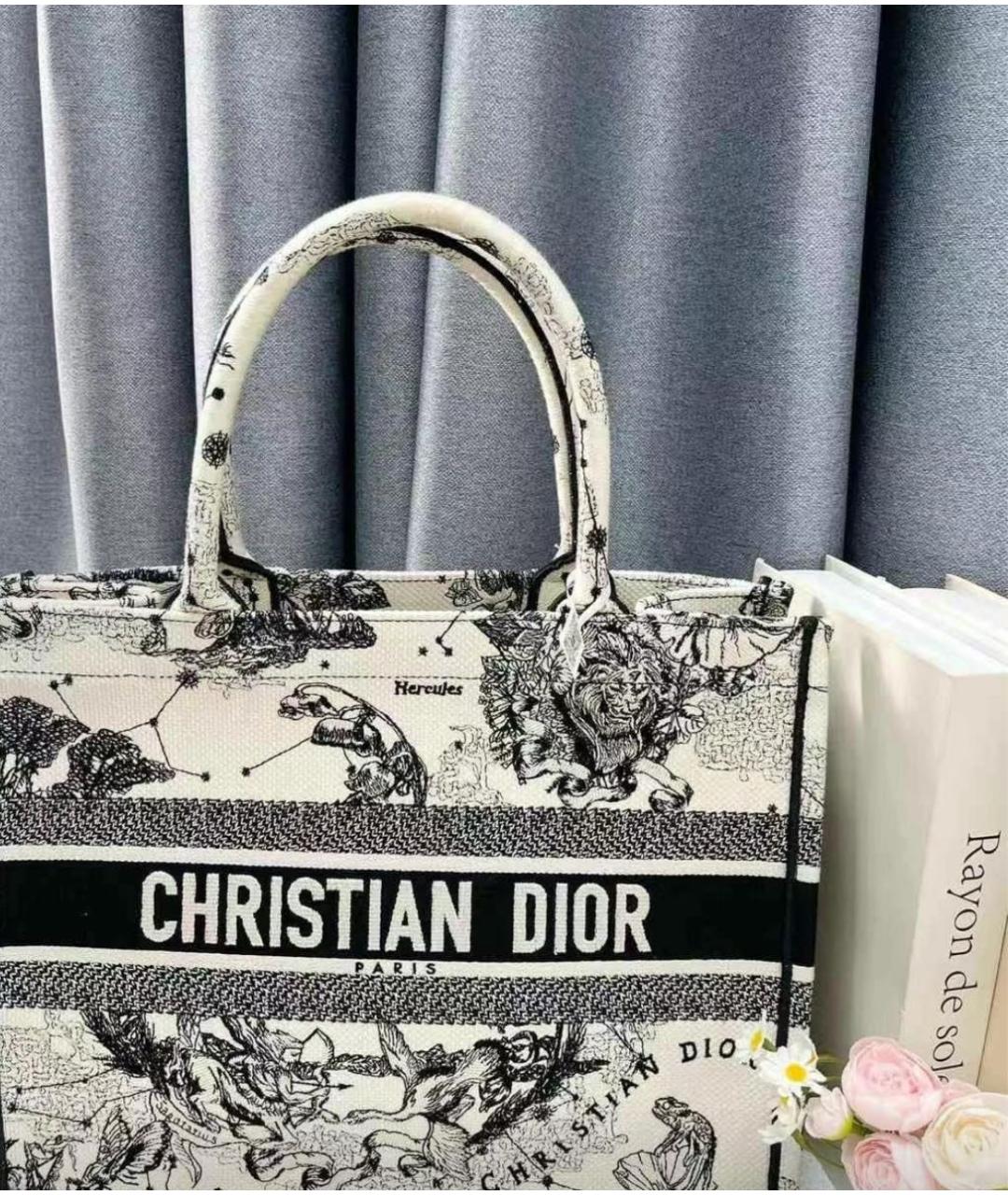 CHRISTIAN DIOR Белая тканевая сумка тоут, фото 2