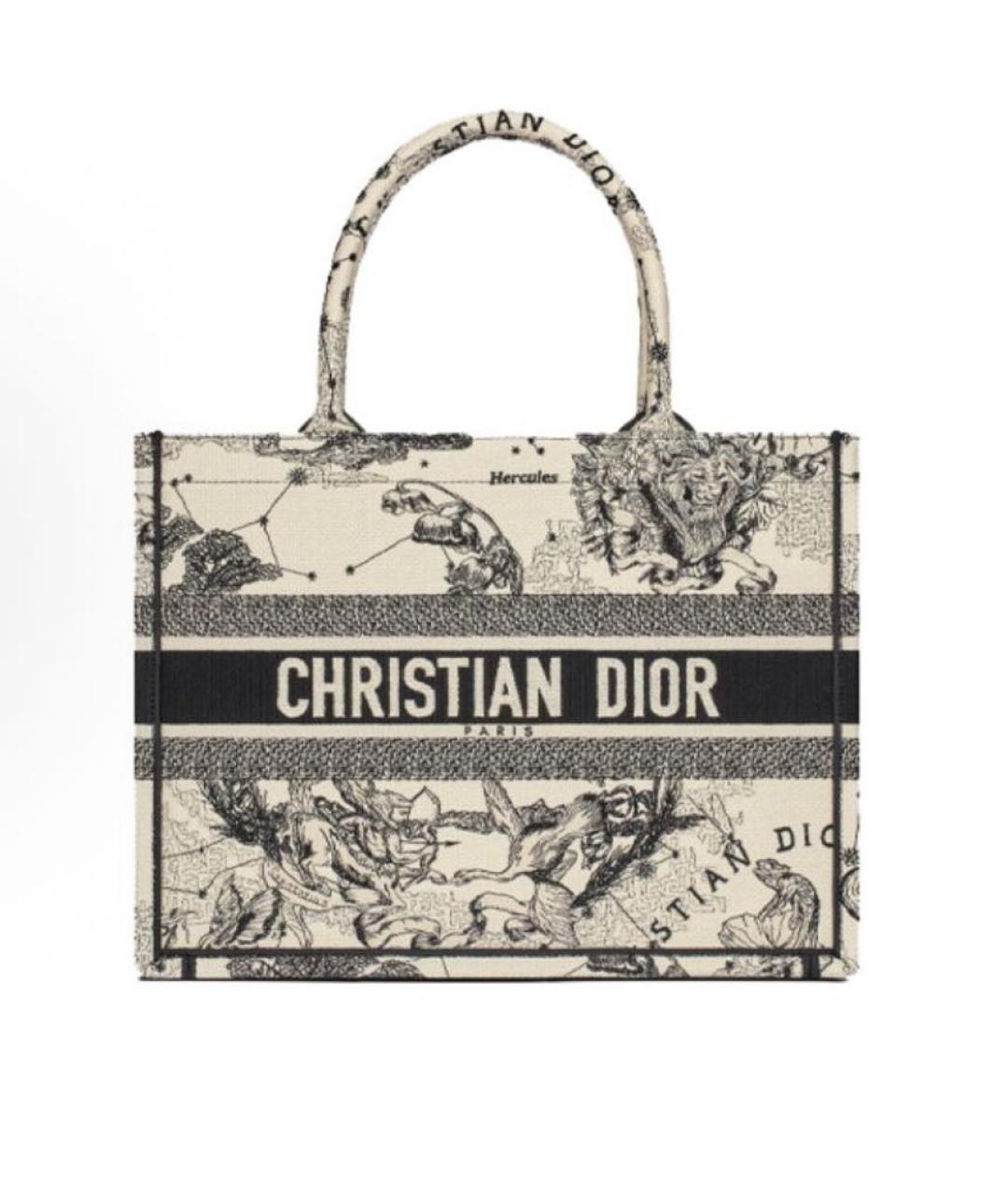 CHRISTIAN DIOR Белая тканевая сумка тоут, фото 4