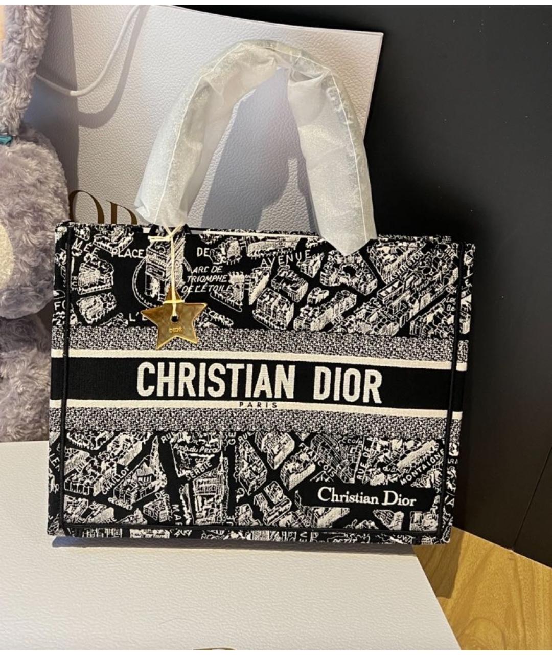 CHRISTIAN DIOR Черная тканевая сумка тоут, фото 3