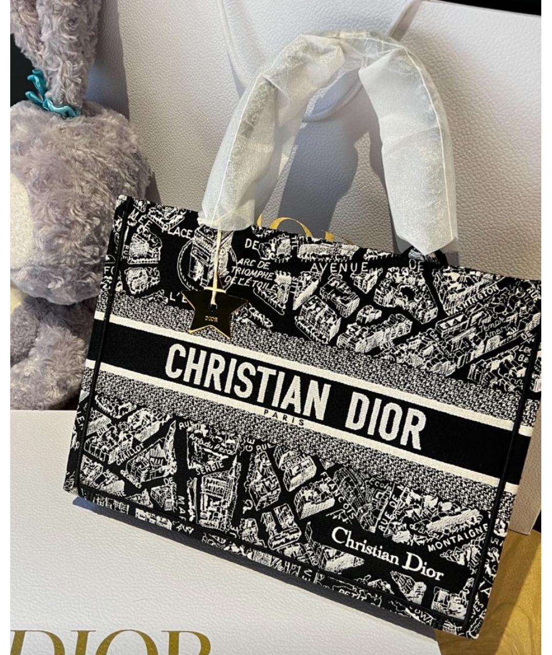 CHRISTIAN DIOR Черная тканевая сумка тоут, фото 2
