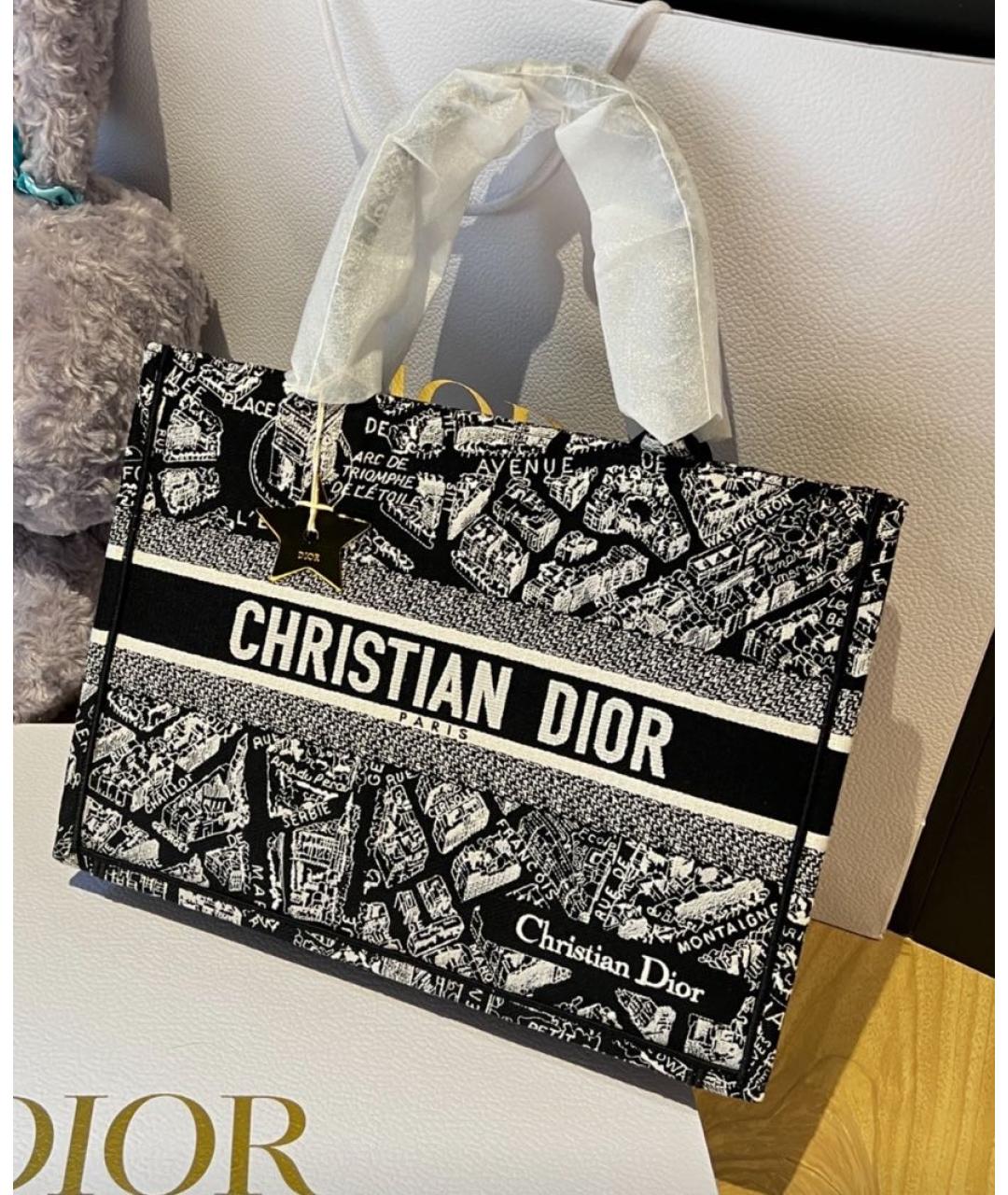 CHRISTIAN DIOR Черная тканевая сумка тоут, фото 4