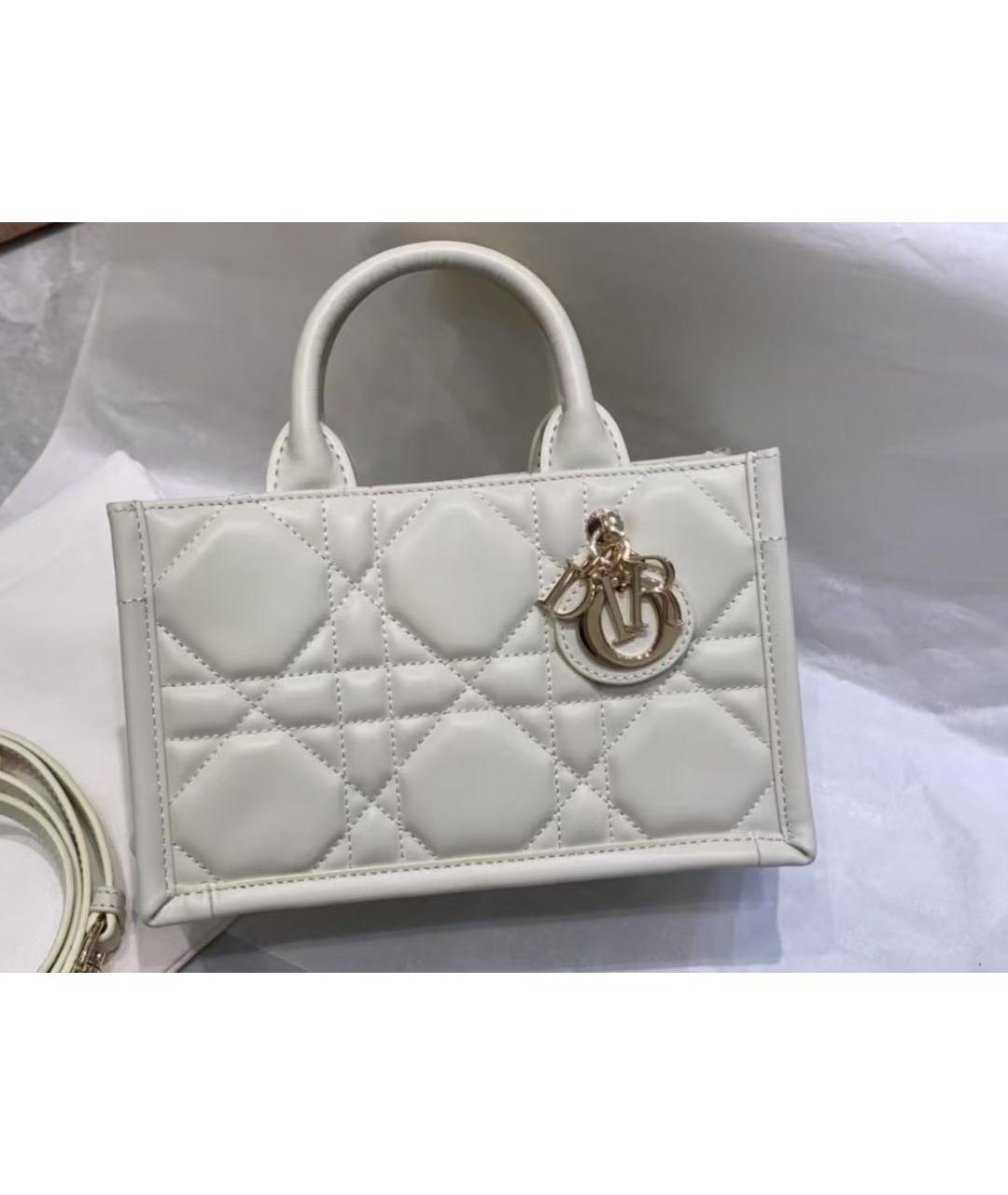 CHRISTIAN DIOR Белая кожаная сумка с короткими ручками, фото 2