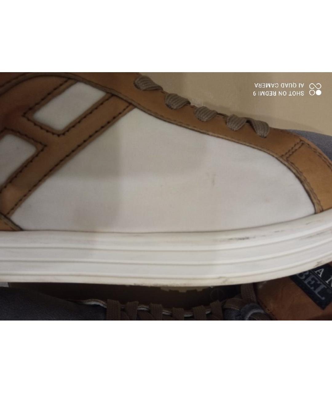 HOGAN Коричневые кожаные высокие кроссовки / кеды, фото 6