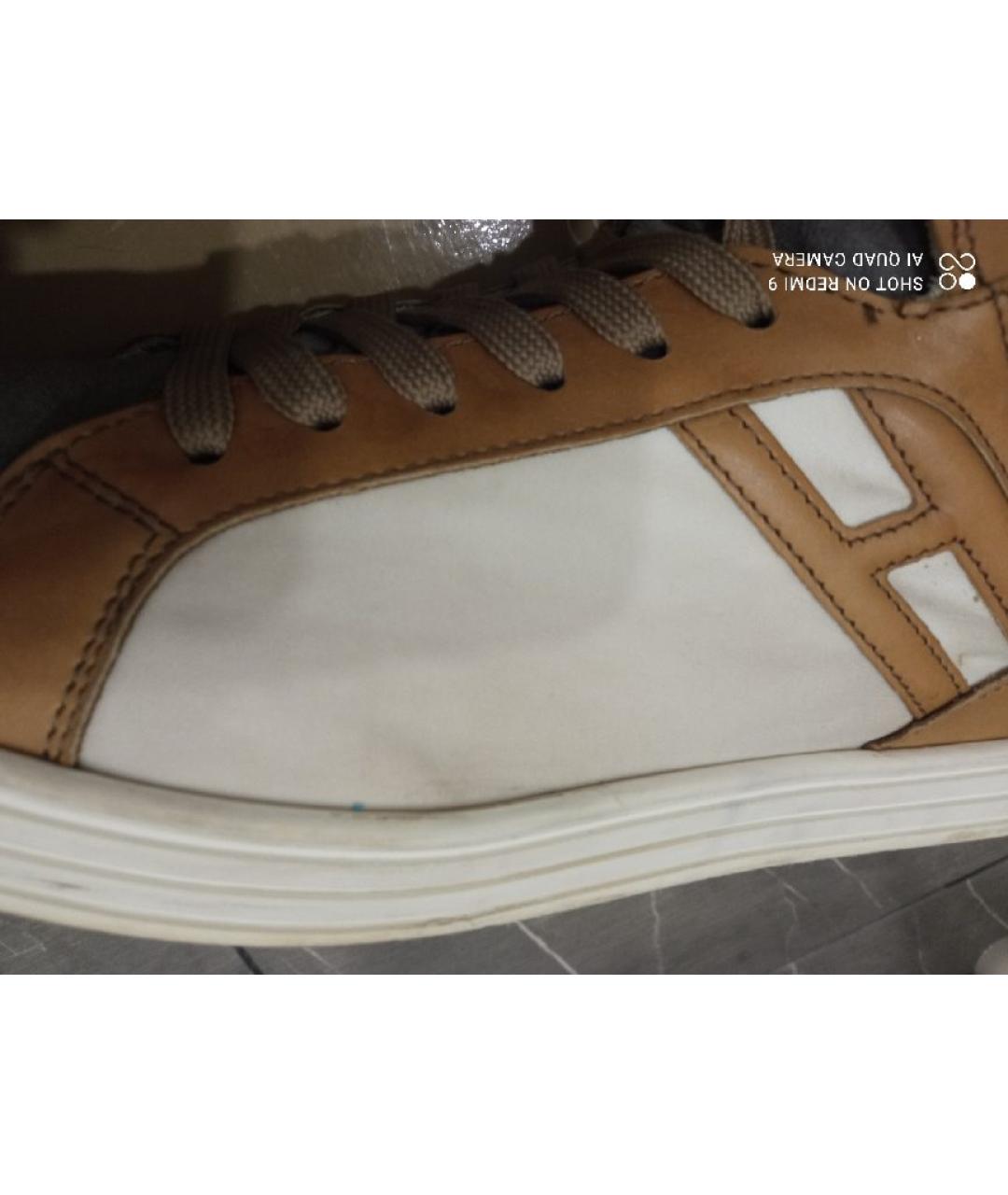 HOGAN Коричневые кожаные высокие кроссовки / кеды, фото 7