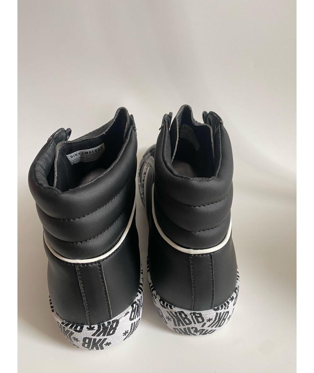 BIKKEMBERGS Черные высокие кроссовки / кеды из искусственной кожи, фото 4