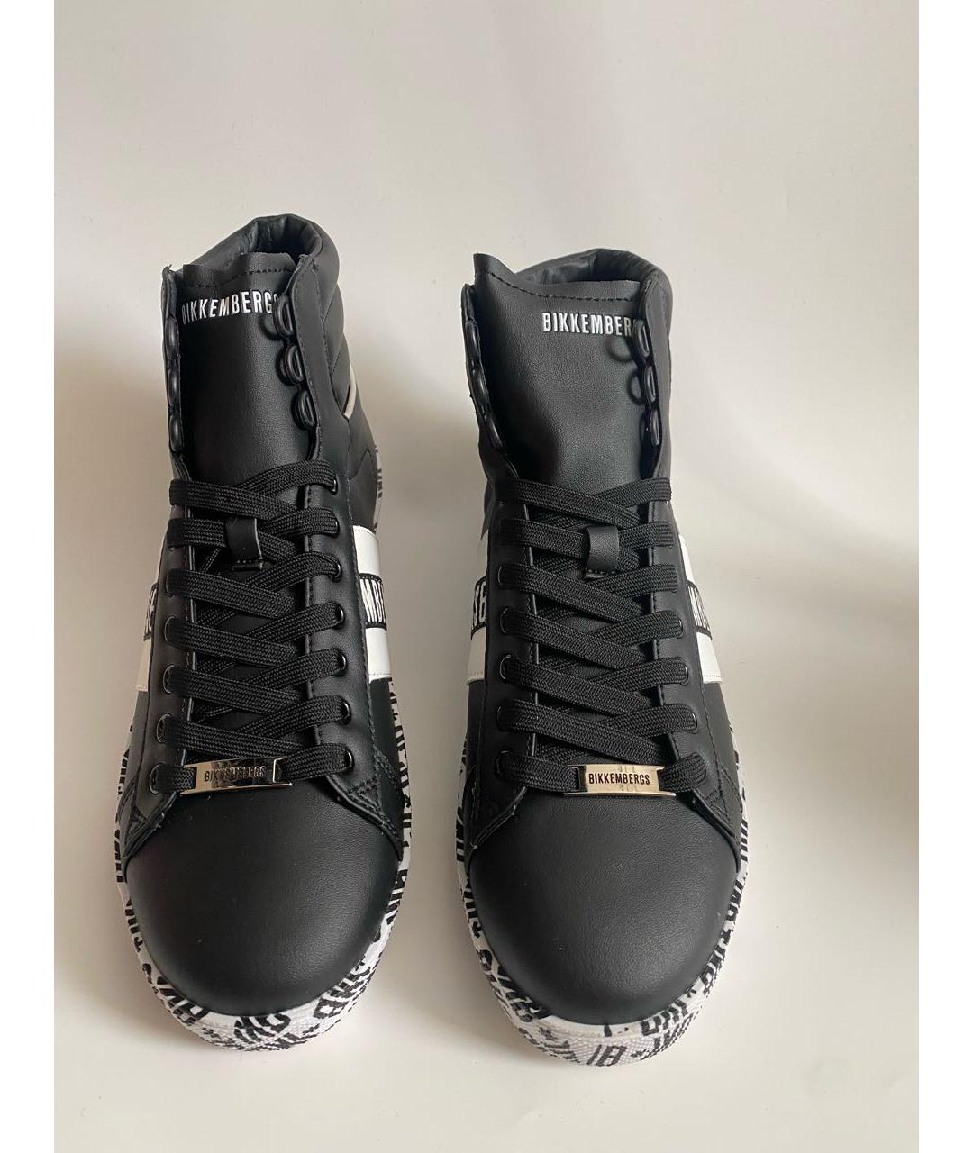 BIKKEMBERGS Черные высокие кроссовки / кеды из искусственной кожи, фото 2