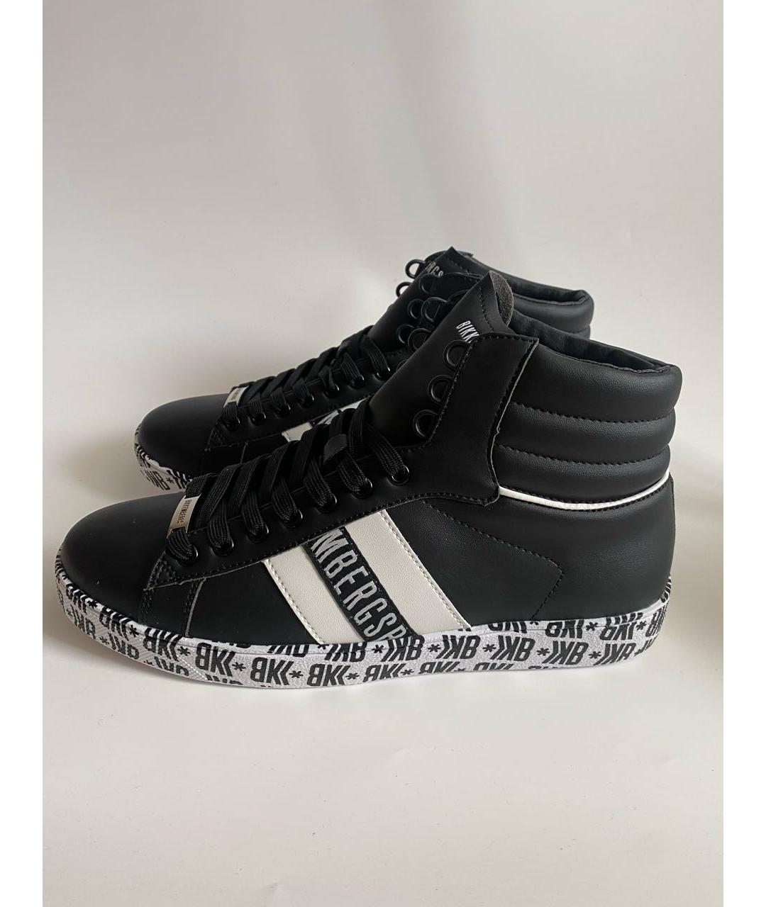 BIKKEMBERGS Черные высокие кроссовки / кеды из искусственной кожи, фото 3