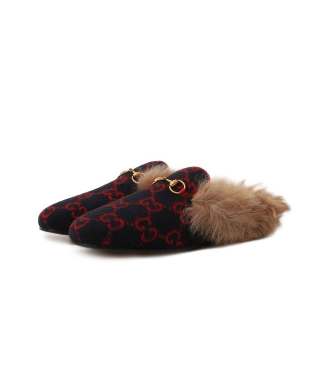 GUCCI Синие текстильные мюли, фото 7