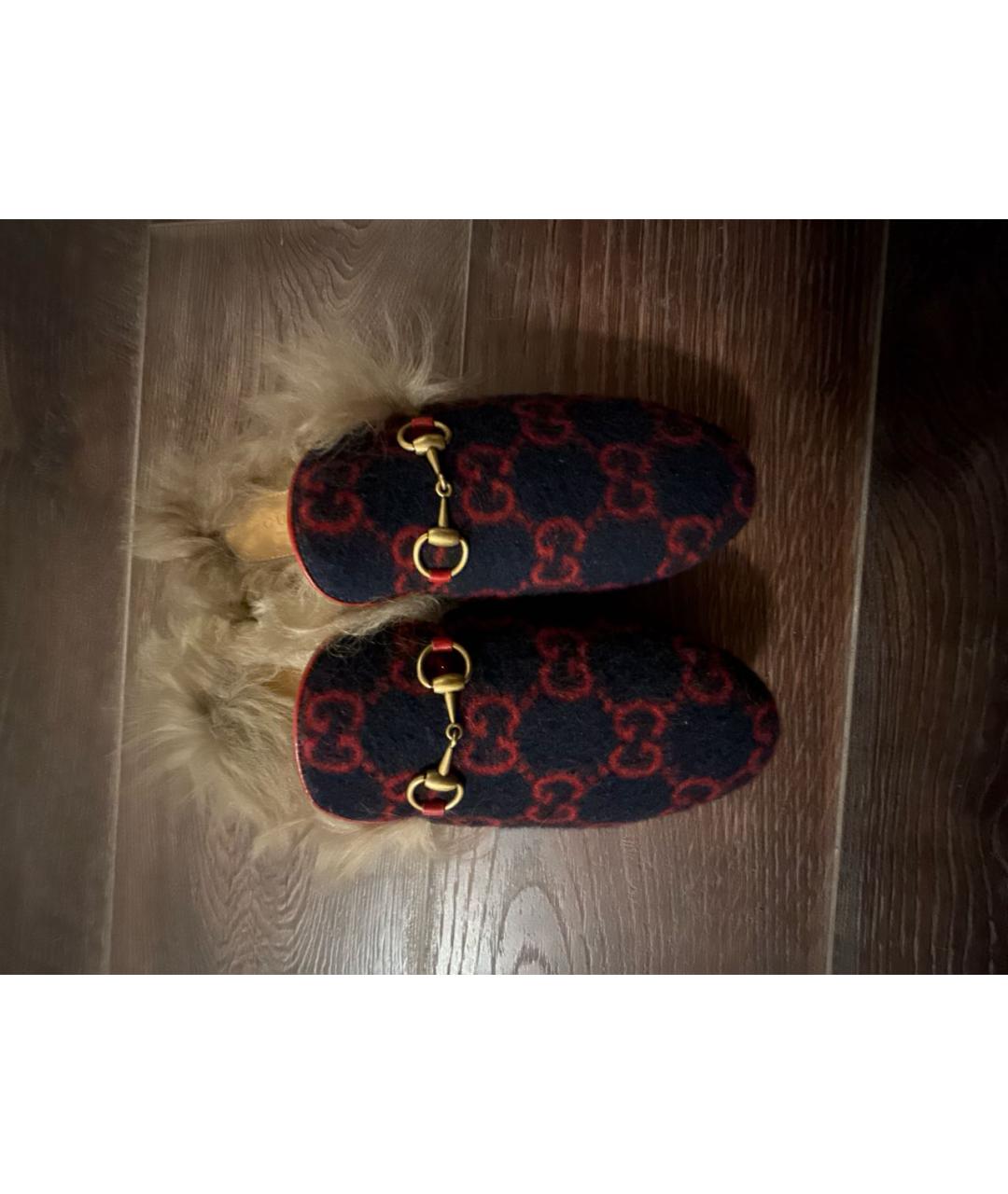 GUCCI Синие текстильные мюли, фото 5