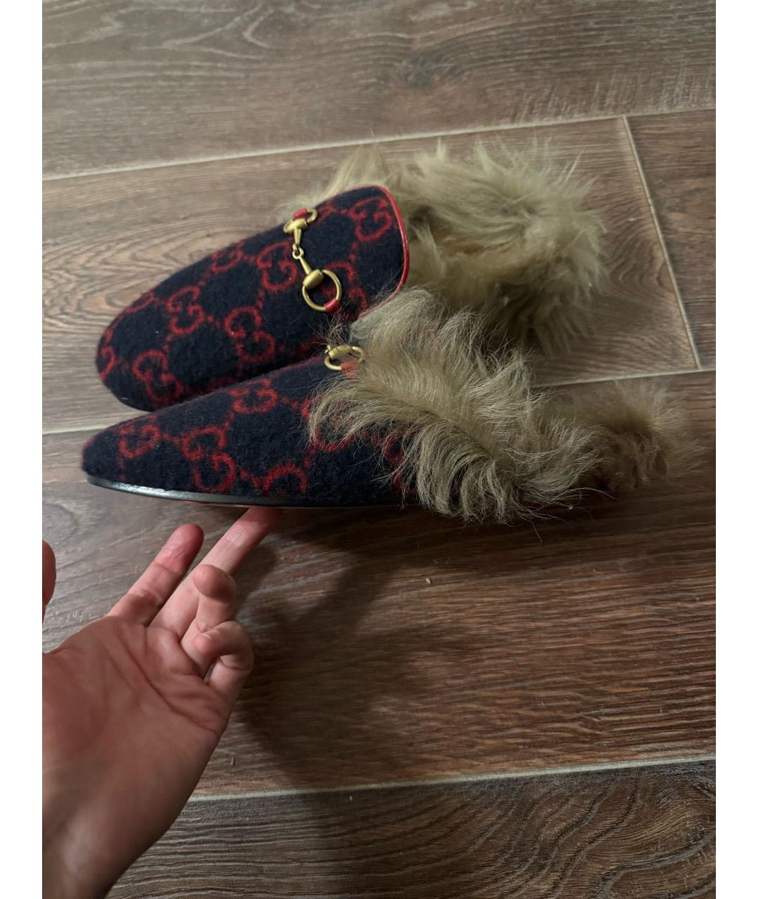 GUCCI Синие текстильные мюли, фото 2