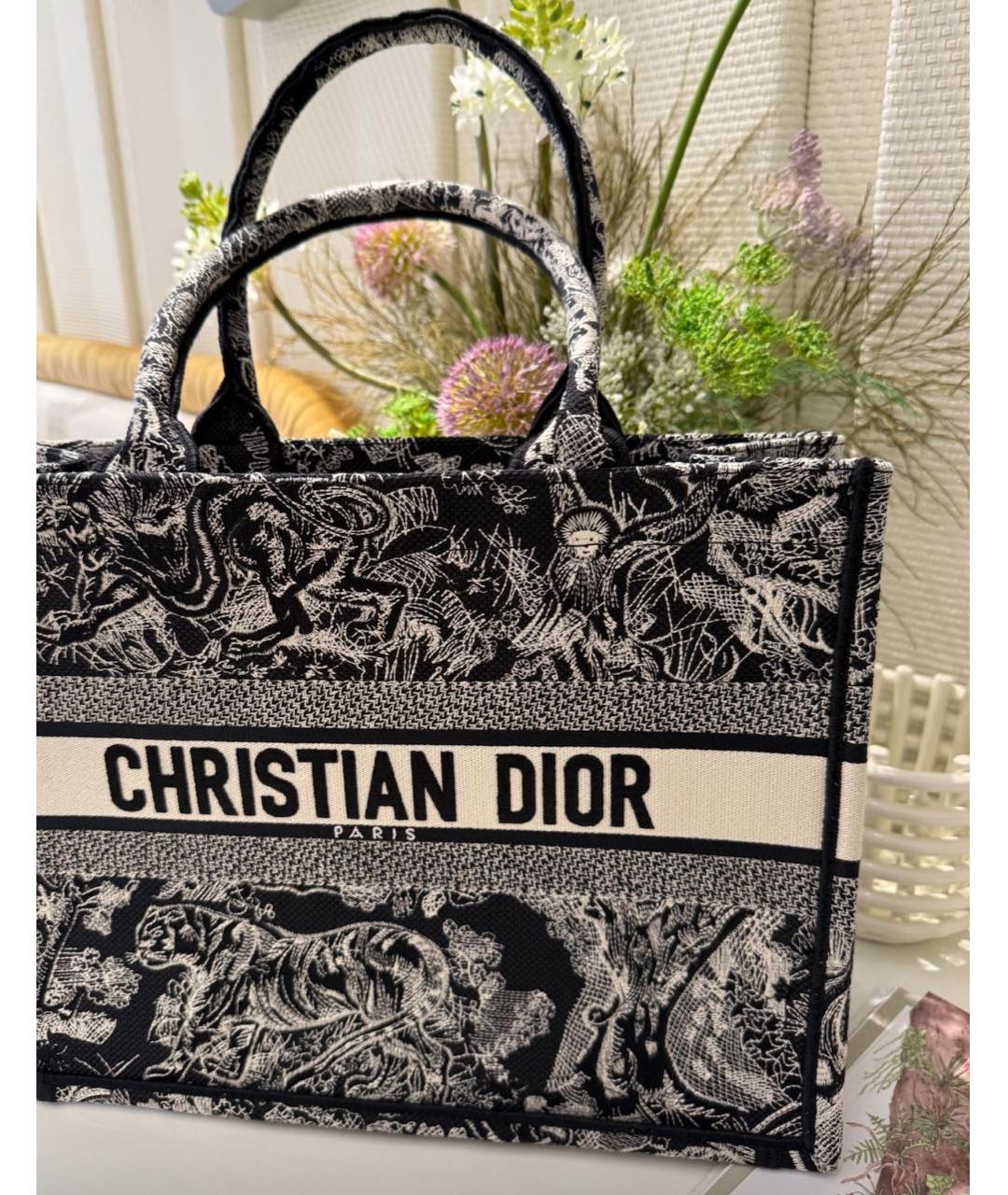 CHRISTIAN DIOR Черная тканевая сумка тоут, фото 3