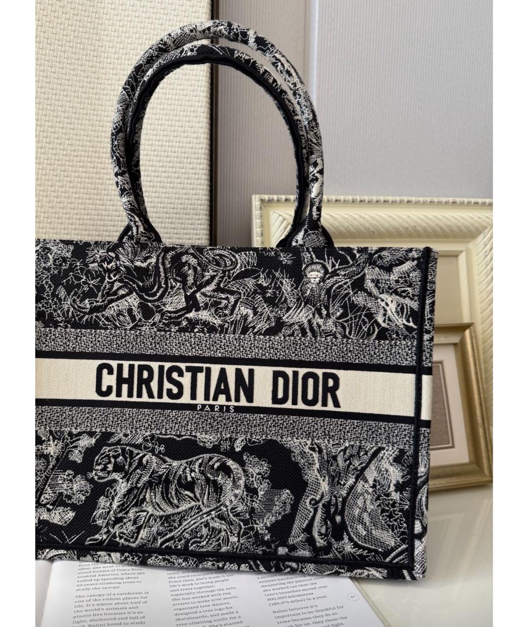 CHRISTIAN DIOR Черная тканевая сумка тоут, фото 5