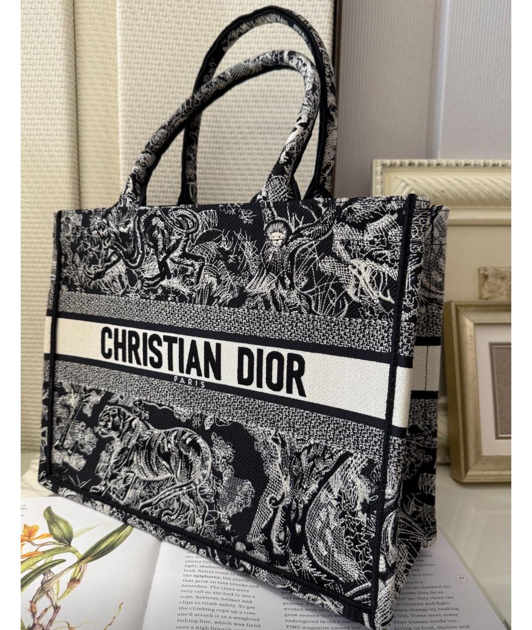CHRISTIAN DIOR Черная тканевая сумка тоут, фото 4