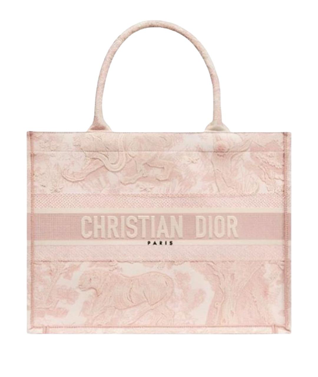 CHRISTIAN DIOR Розовая тканевая сумка тоут, фото 1