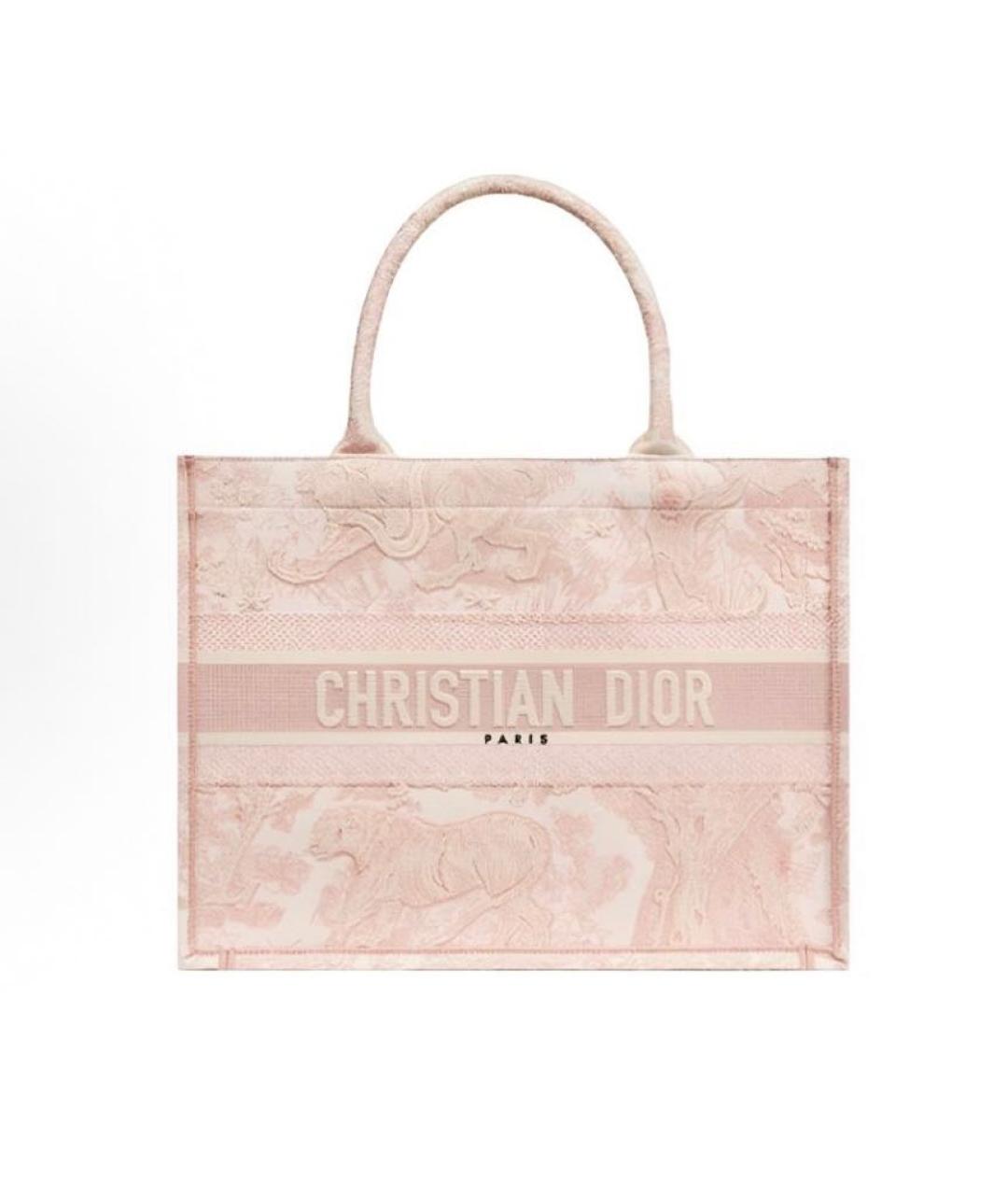 CHRISTIAN DIOR Розовая тканевая сумка тоут, фото 6