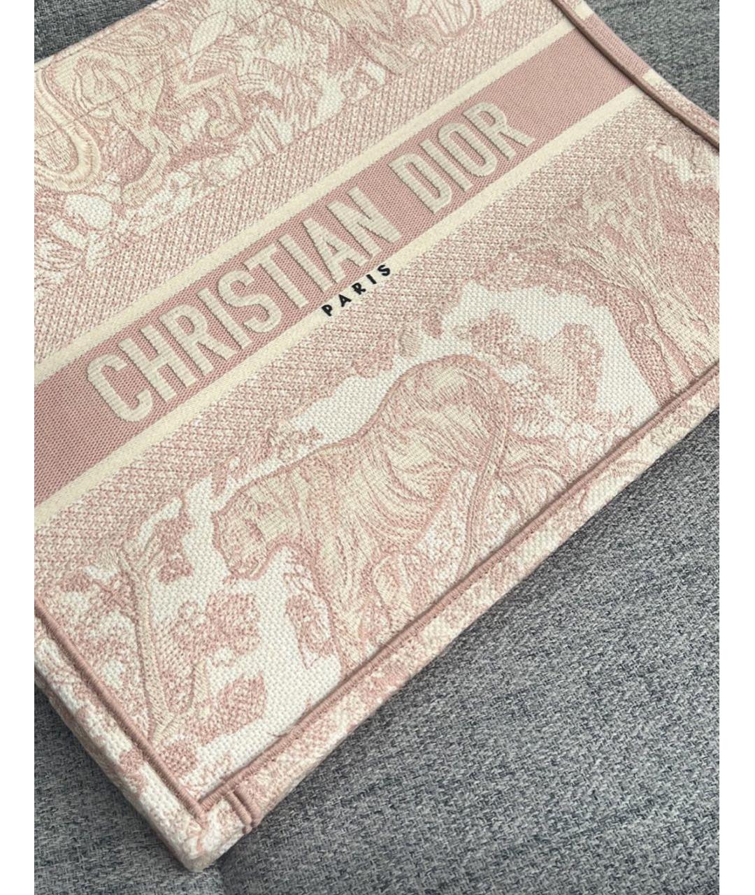 CHRISTIAN DIOR Розовая тканевая сумка тоут, фото 3