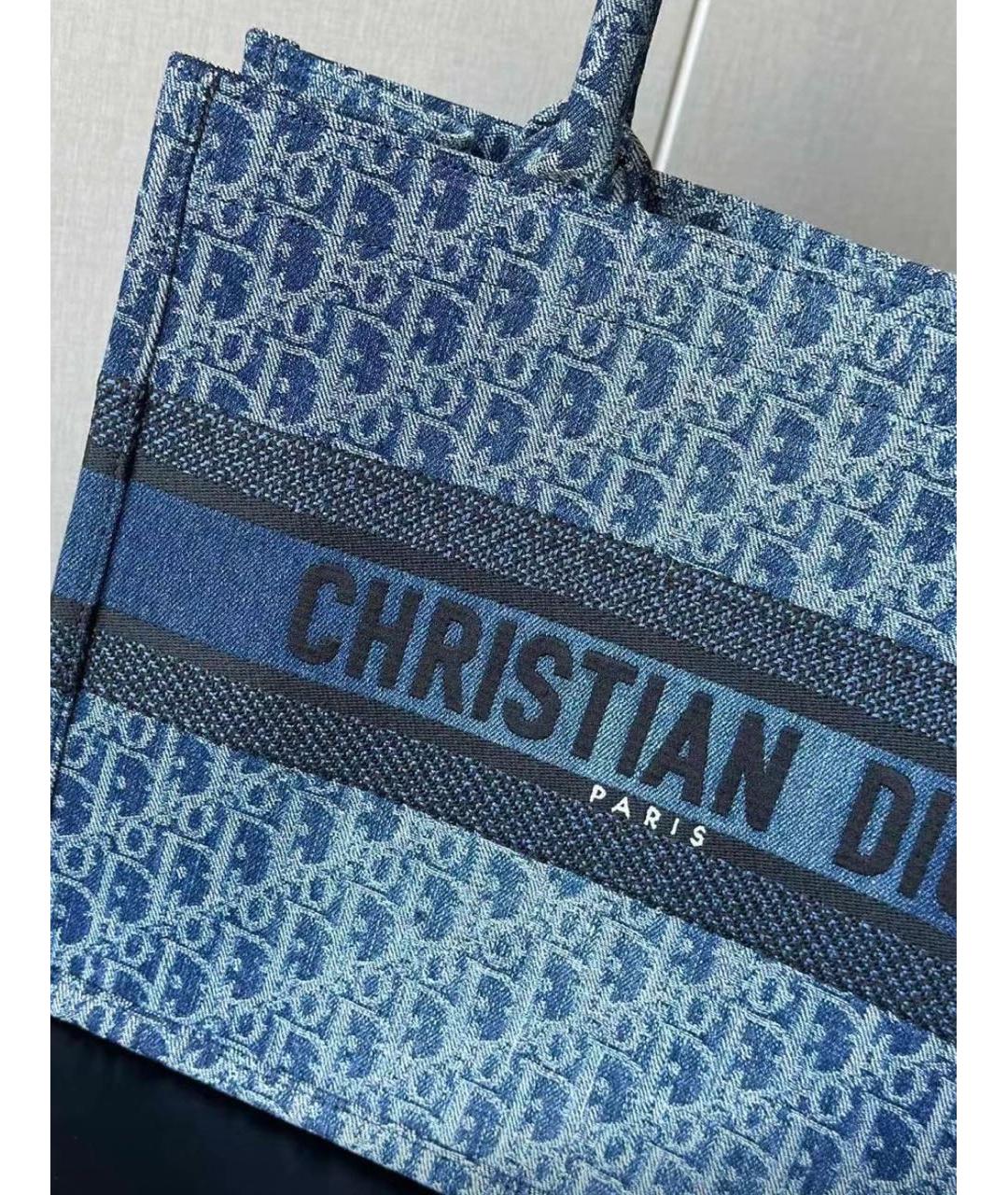 CHRISTIAN DIOR Синяя тканевая сумка тоут, фото 5