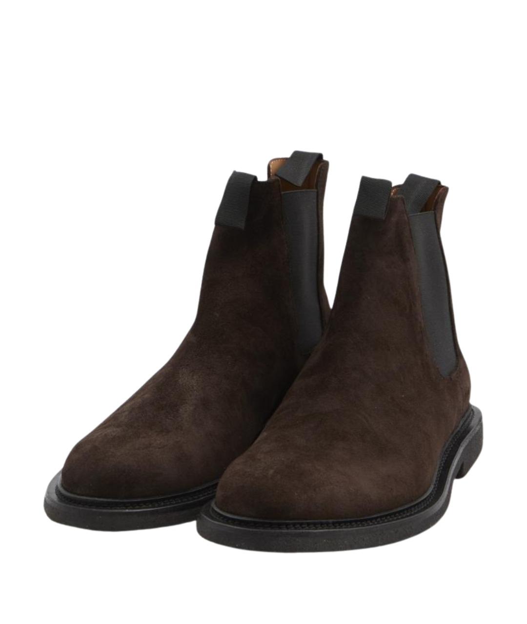 COMMON PROJECTS Коричневые кожаные низкие ботинки, фото 2