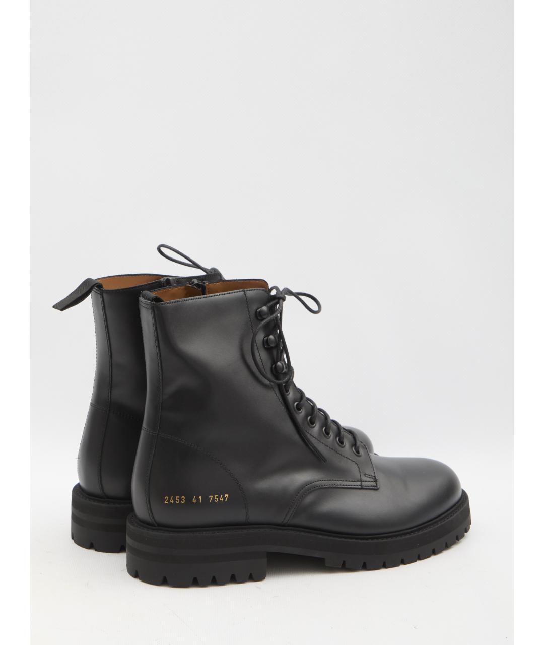COMMON PROJECTS Черные кожаные высокие ботинки, фото 3