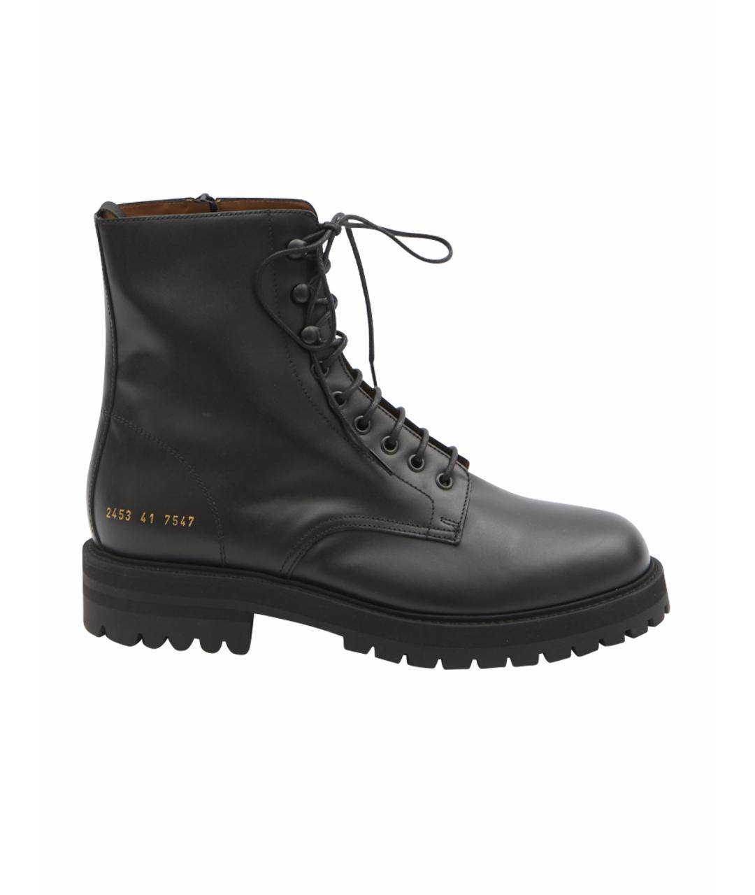 COMMON PROJECTS Черные кожаные высокие ботинки, фото 1