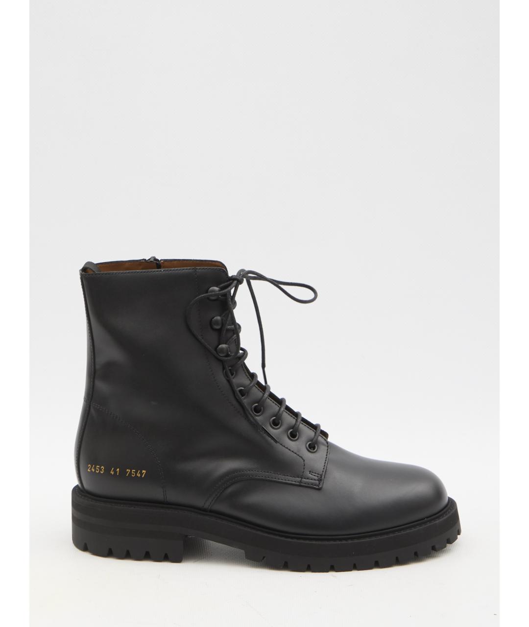 COMMON PROJECTS Черные кожаные высокие ботинки, фото 6