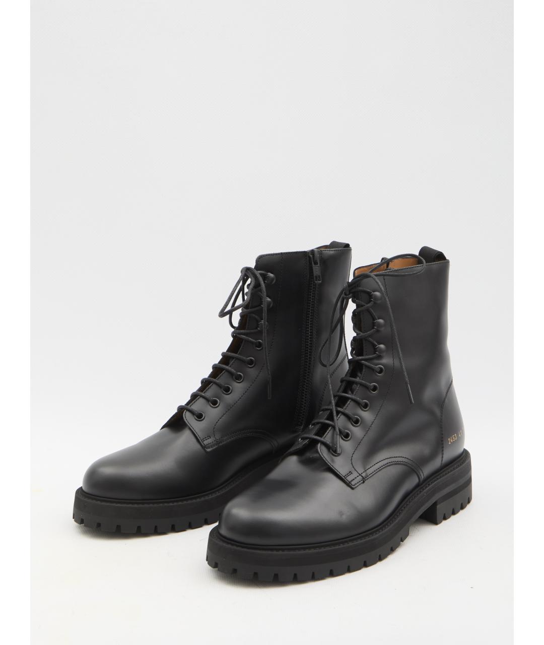 COMMON PROJECTS Черные кожаные высокие ботинки, фото 2