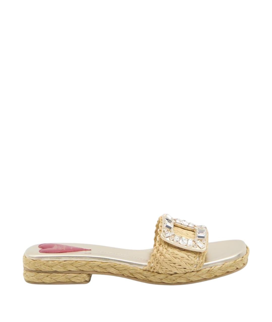 ROGER VIVIER Бежевые кожаные шлепанцы, фото 1