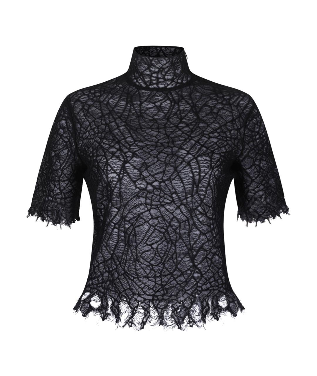 ALEXANDER MCQUEEN Черная шелковая футболка, фото 1